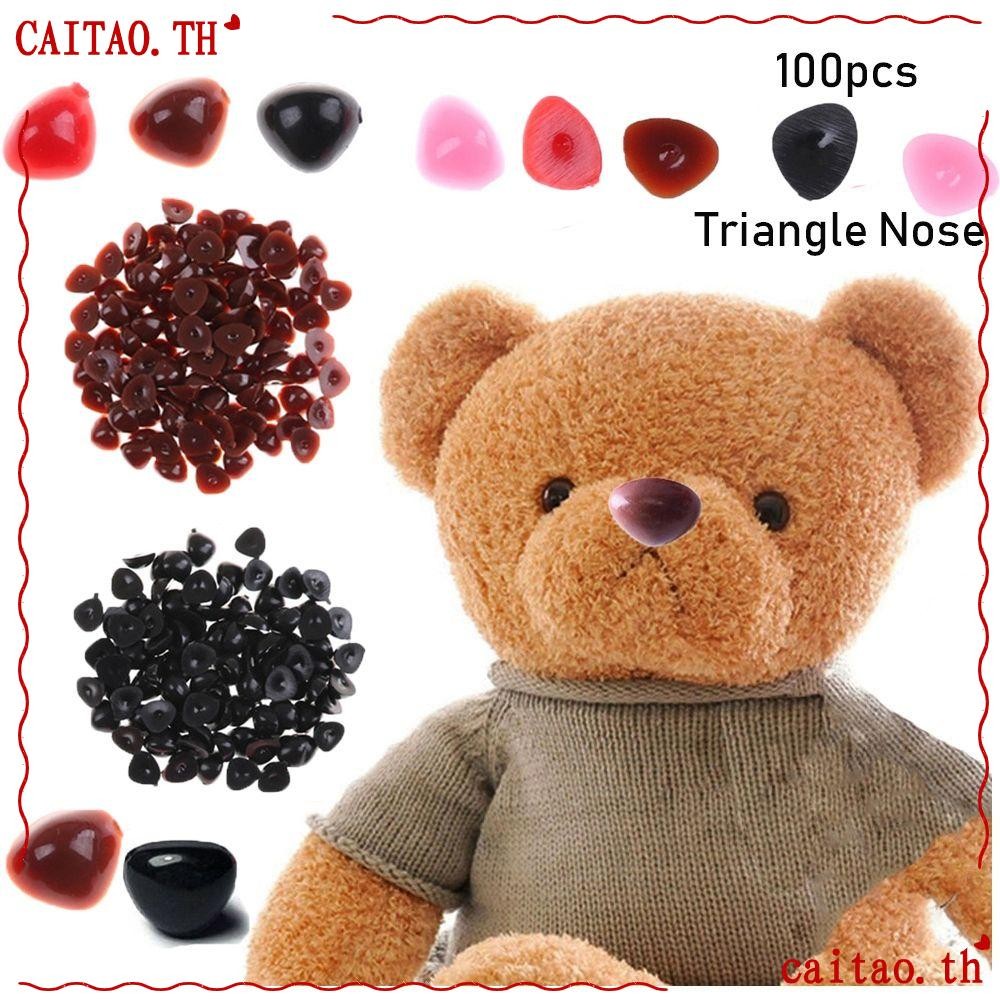Citao 100 ชิ้นสามเหลี่ยมจมูกหมีปุ่ม DIY เครื่องมือจมูกตุ๊กตา