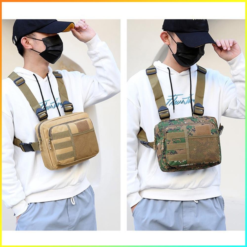 รถมอเตอร์ไซค์รถยนต์★ Chest Rig Packs Fashion Punck Chest Bag Oxford Multifunctional for Hiking Sports