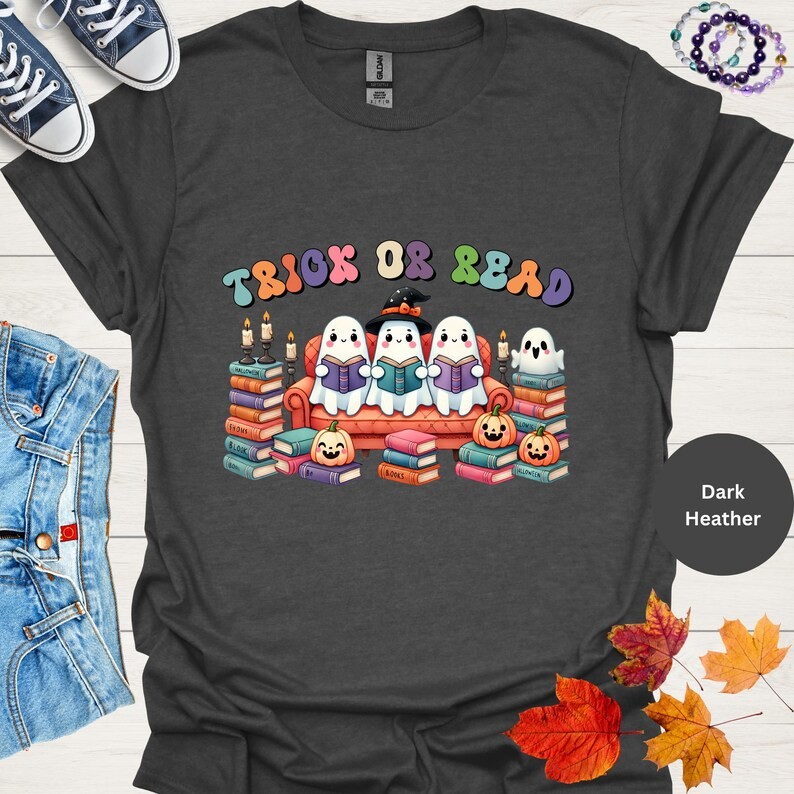 Books Shirt Trick or Read Shirt Teacher Shirt Halloween Shirt Librarian Tshirt for Women oversized t