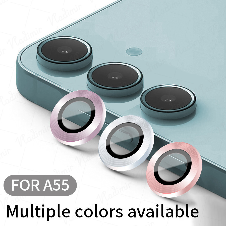 กล้องเลนส์ protector กระจกนิรภัยเลนส์โลหะแหวนสําหรับ Samsung Galaxy A55 A35 A25 A15 A05 A14 A24 A34 A54 A13 พลิกพับ 4 5 เลนส์ป้องกันหน้าจอ