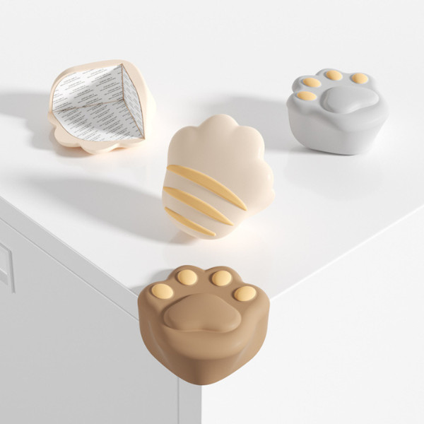 กีวีน่ารัก  ยางกันกระแทกมุมโต๊ะ รูปเท้าน้องแมว ที่กันกระแทกขอบโต๊ะ พร้อมส่ง