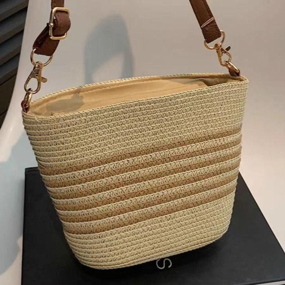 Uothhasome ผู้หญิง Totes กระเป๋า,ทอฟางกระเป๋าสะพาย, Casual Zipper ความจุขนาดใหญ่ Handmade Vacation Beach Bag Girl