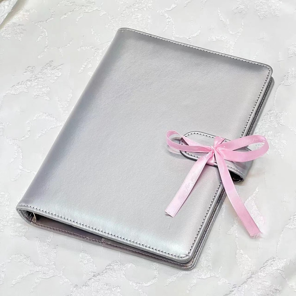 A5 A8 Loose Leaf Sliver PU DIY Binder Notebook Cover Diary Agenda การวางแผนกระดาษโรงเรียนเครื่องเขีย