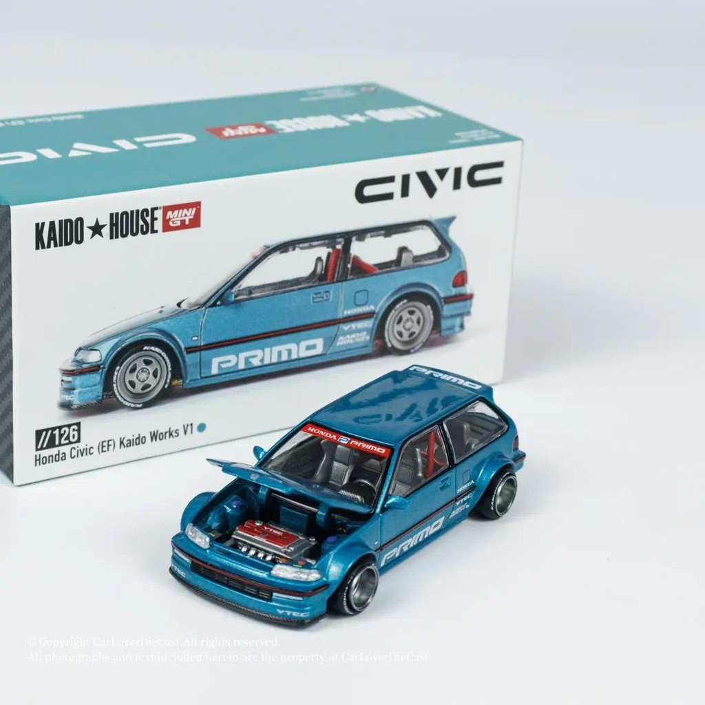 Kaido House X MINI GT 1:64 CIVIC EF KAIDO WORKS V1 รถโมเดลDiecast