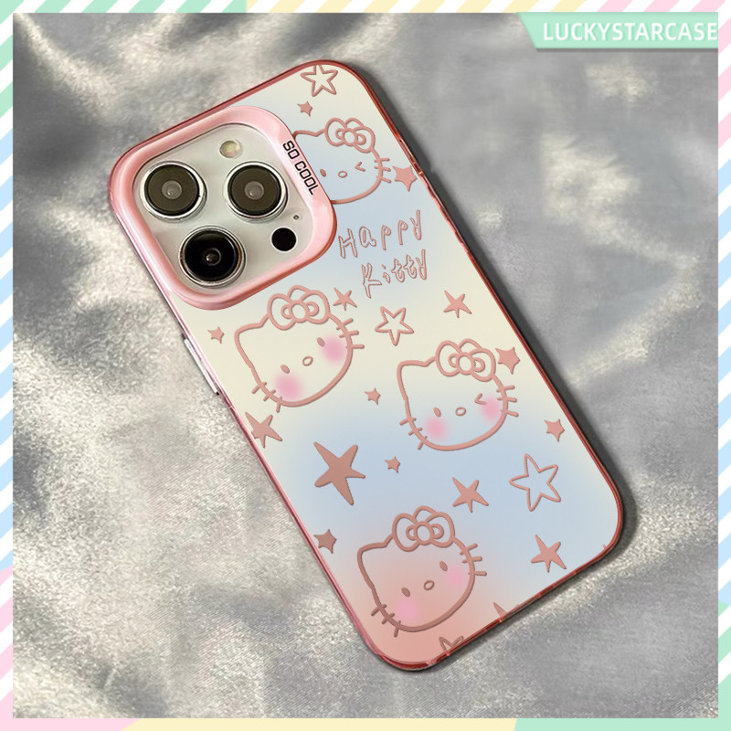 เคสคิตตี้ ลายการ์ตูน เคสไอโฟนหรูหราไฮโซ เคสโทรศัพท์ For IPhone 11 13 12 14 15 16 Pro 8P 7P X XR XS Max SE เคส กันกระแทก