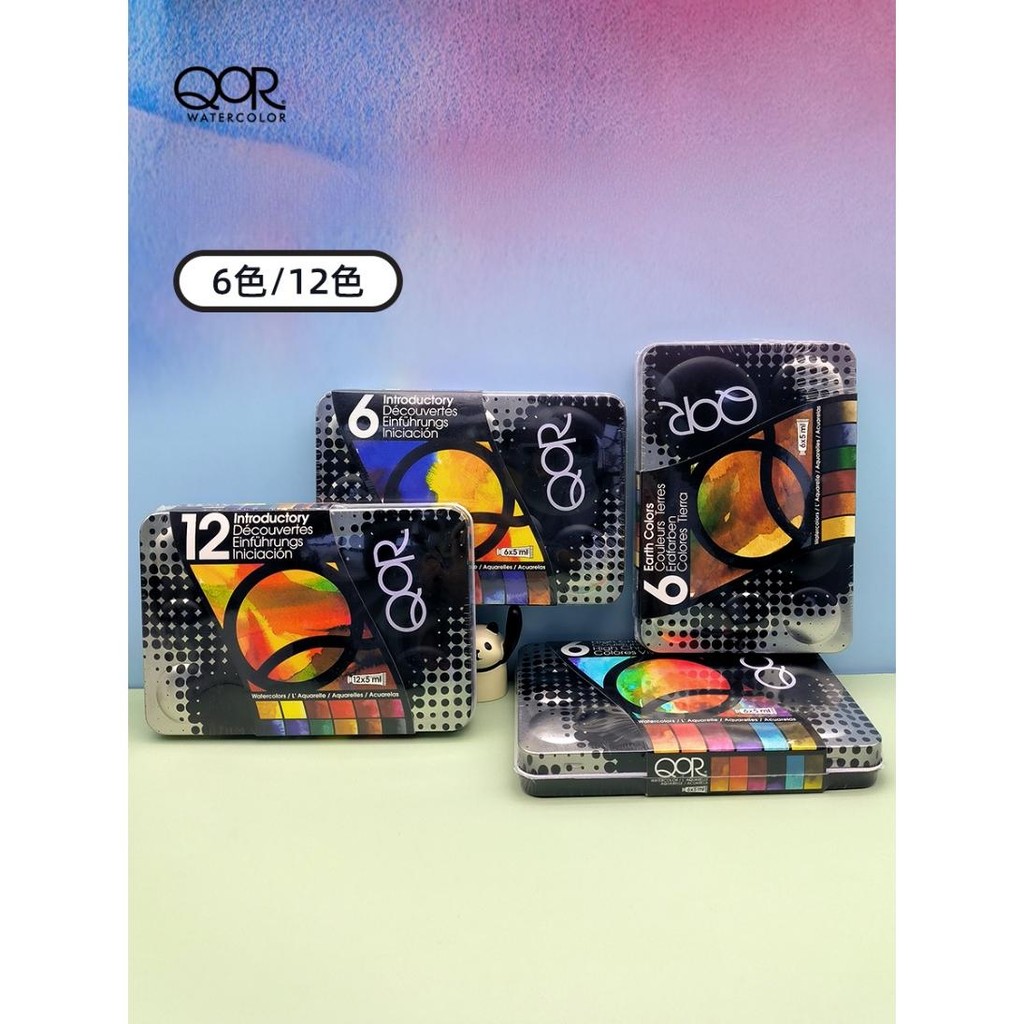 American QOR สีน้ําสี Master Tube บรรจุ 5ml ชุดกล่องดีบุกแบบพกพา 6 สี 12 24 สี