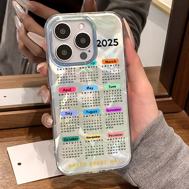แฟชั่น 2025 ปฏิทิน เคสไอโฟนหรูหราไฮโซ สําหรับ iPhone 15 11 12 13 14 16 Pro Max 7 8 Plus XR X XS Max 14 15 Plus SE เคส
