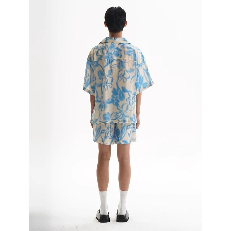 EERSHENSHI เสื้อเชิ้ตแขนสั้นคอคิวบา ลายดอกสไตล์รีสอร์ท thumbnail 7