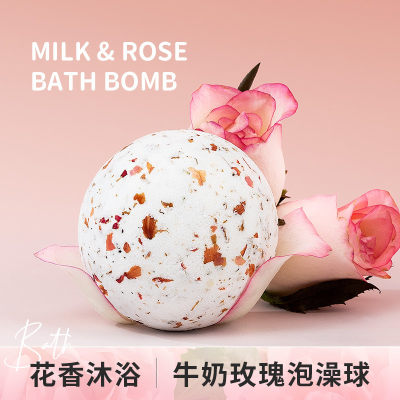 ✨Rose Milk Bath Salt Ball Bath Ball Bath Ball Bubble Bath ดอกไม้แห้ง Milk Bath Essential Oil Ball กล
