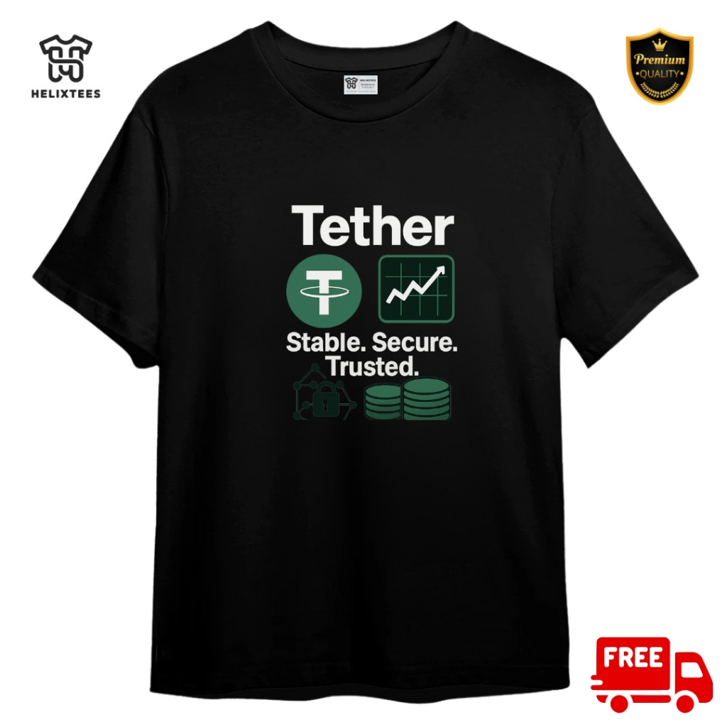 BAJU TSHIRT KAOS CRYPTO TETHER USDT TOPS ผู้หญิงผู้ชายผ้าฝ้าย 20S พรีเมี่ยมแขนสั้นผู้ใหญ่