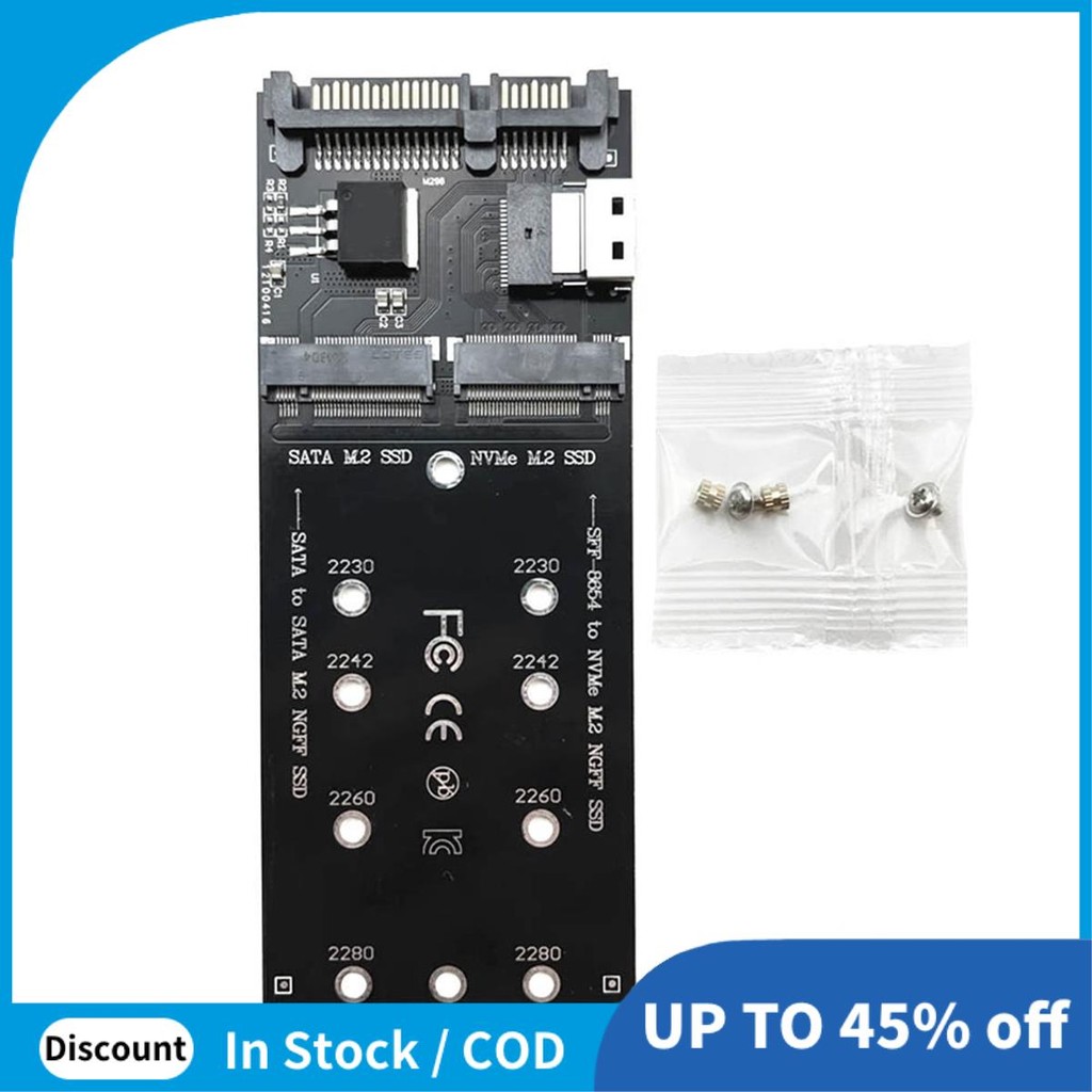 M2 SSD อะแดปเตอร์ M.2 SATA Ngff SSD เป็น SATA + M2 NVME SSD เป็น SFF-8654 Converter SATA เป็น M2 การ