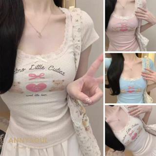 เสื้อยืดแขนสั้นแต่งลูกไม้ใส่แล้วหุ่นดีมาก