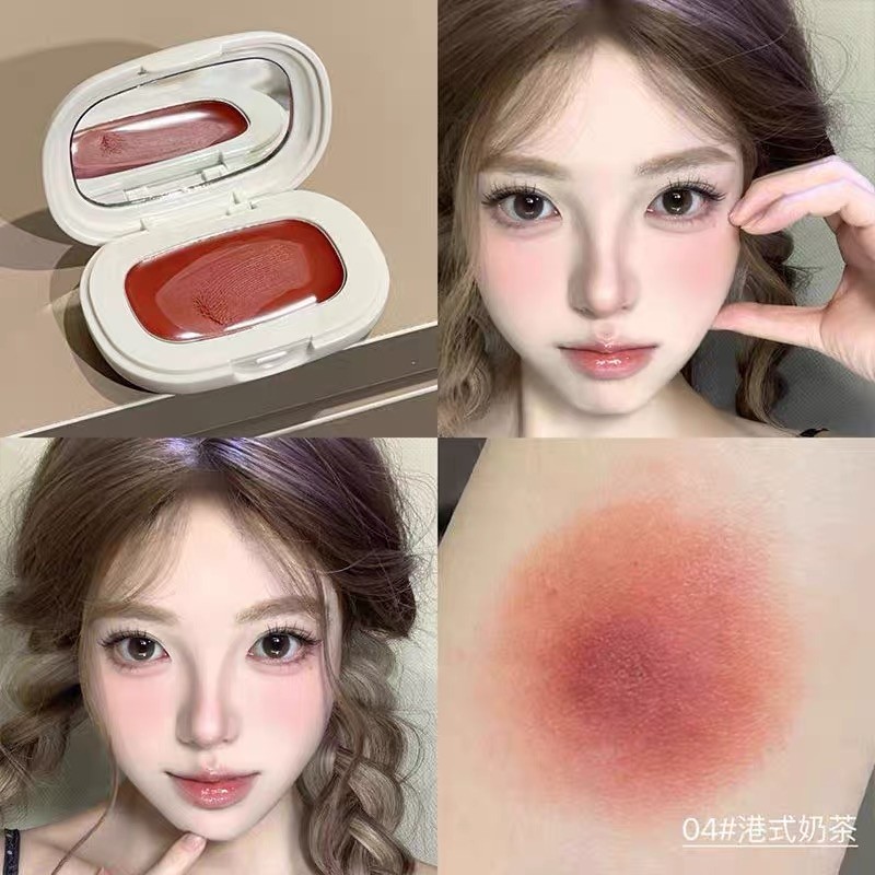 shiny. girl: บลัชออนปัดแก้มเนื้อครีม บลัชออนทาแก้มฉ่ำ ทาตา โทนชมพูนม  กันน้ำกันเหงื่อ ติดทน Blush Cream- 