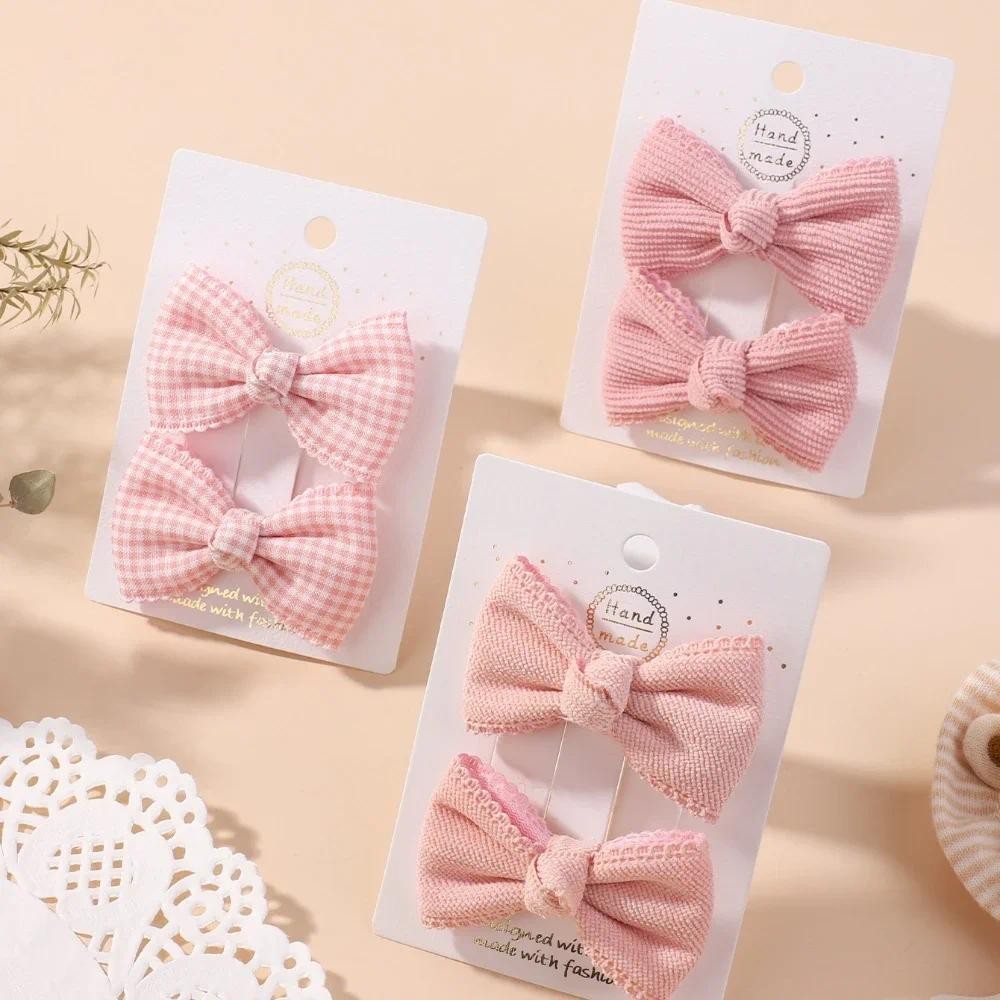 2 ชิ้น/เซ็ตผ้าฝ้ายน่ารักลายสก๊อตผม Bows คลิปสําหรับเด็กทารกฤดูร้อนที่มีสีสันพิมพ์ดอกไม้ Hairpin Barrette Headwear อุปกรณ์เสริมผม