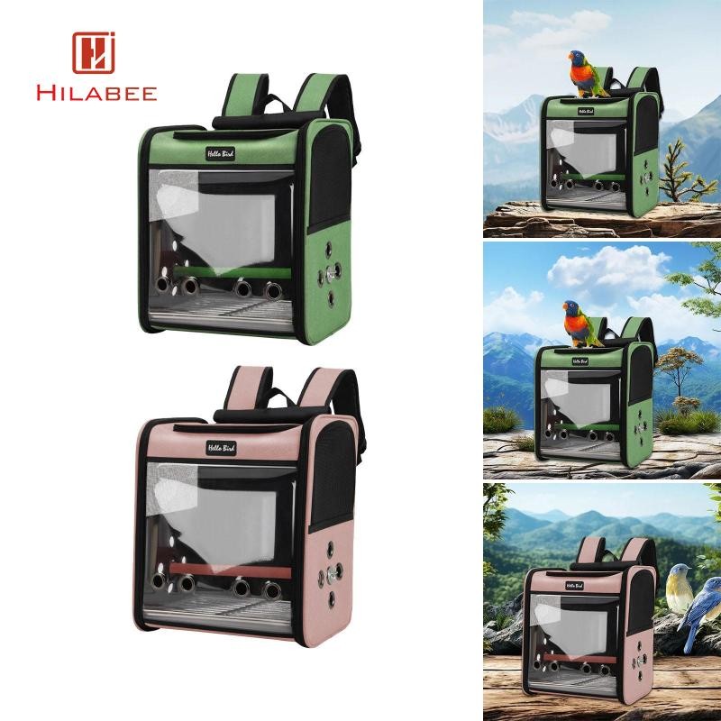 [hilabee] Bird Carrier Bag for Cockatiel,Backpack with Stand, Portable Vet Visit Bag,ทําความสะอาดง่าย,Bird Travel Backpack,Pet Travel Backpack,Cage