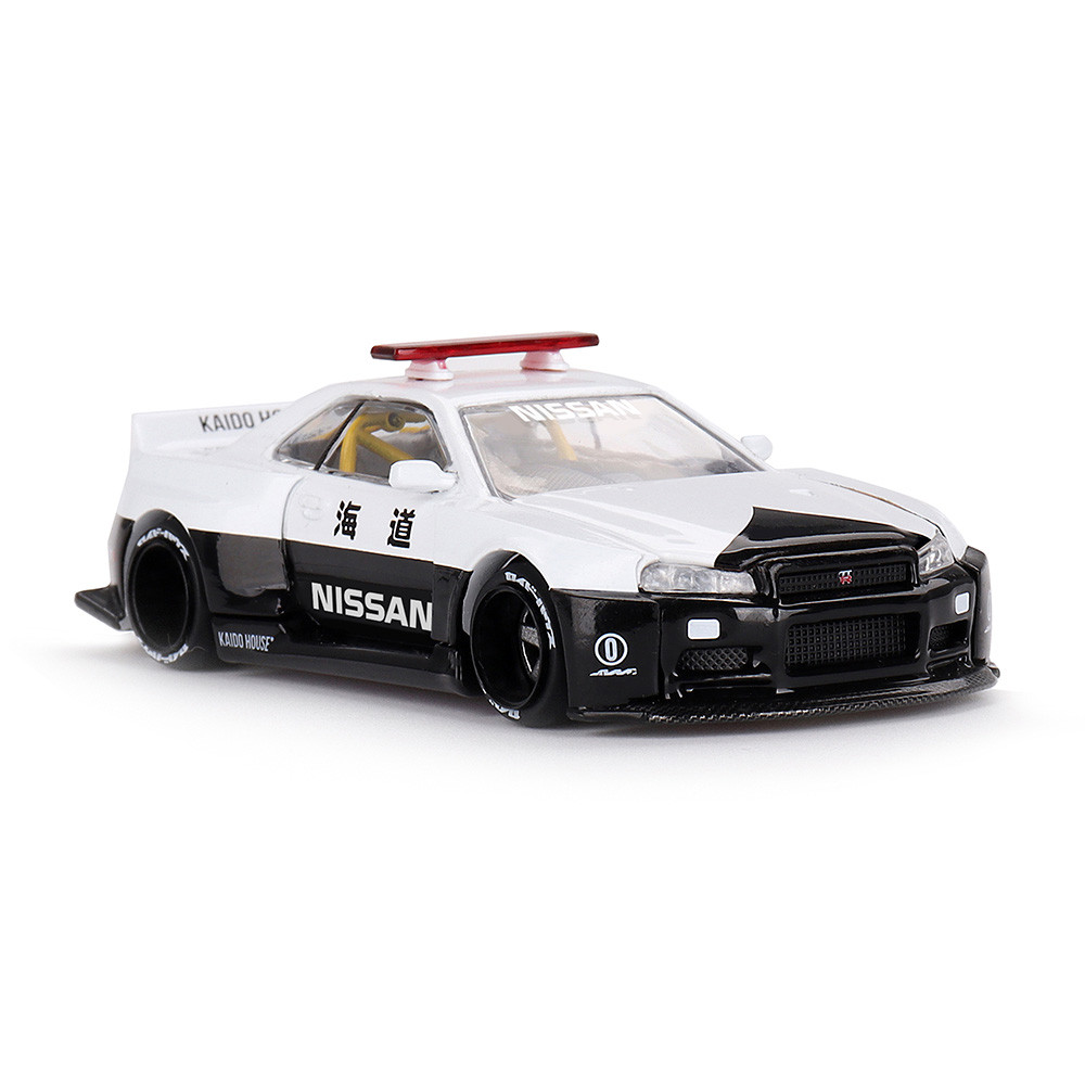NISSAN SKYLINE GT-R R34 RHD "JAPAN POLICE" KAIDO HOUSE 1/64 CAR MINI GT KHMG120