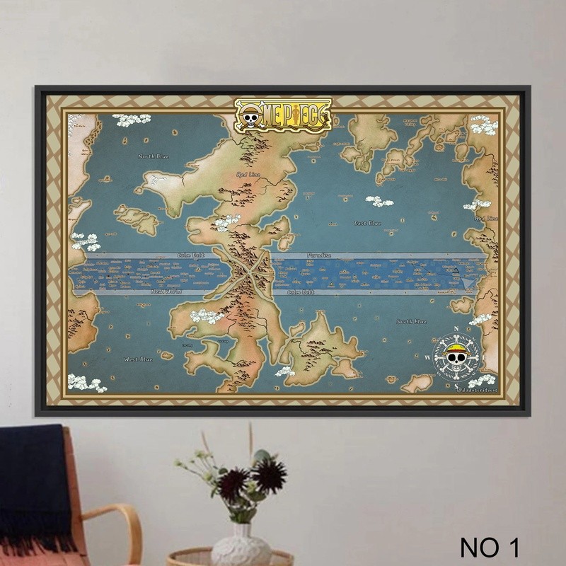 อะนิเมะ One Piece World แผนที่ผ้าใบแผนที่โลกโปสเตอร์ TableTop ของขวัญอะนิเมะของขวัญ Wall Art