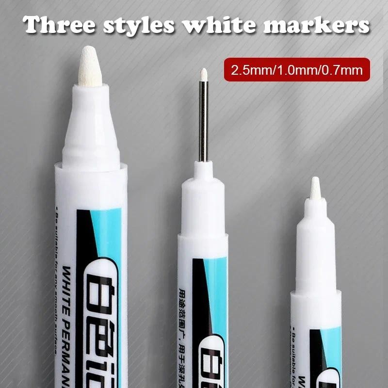 1/3 ชิ้นสีขาวถาวร Marker ปากกา 0.7/1.0/2.5 มม.เครื่องหมายสีสําหรับไม้ Rock PlasticArt อุปกรณ์