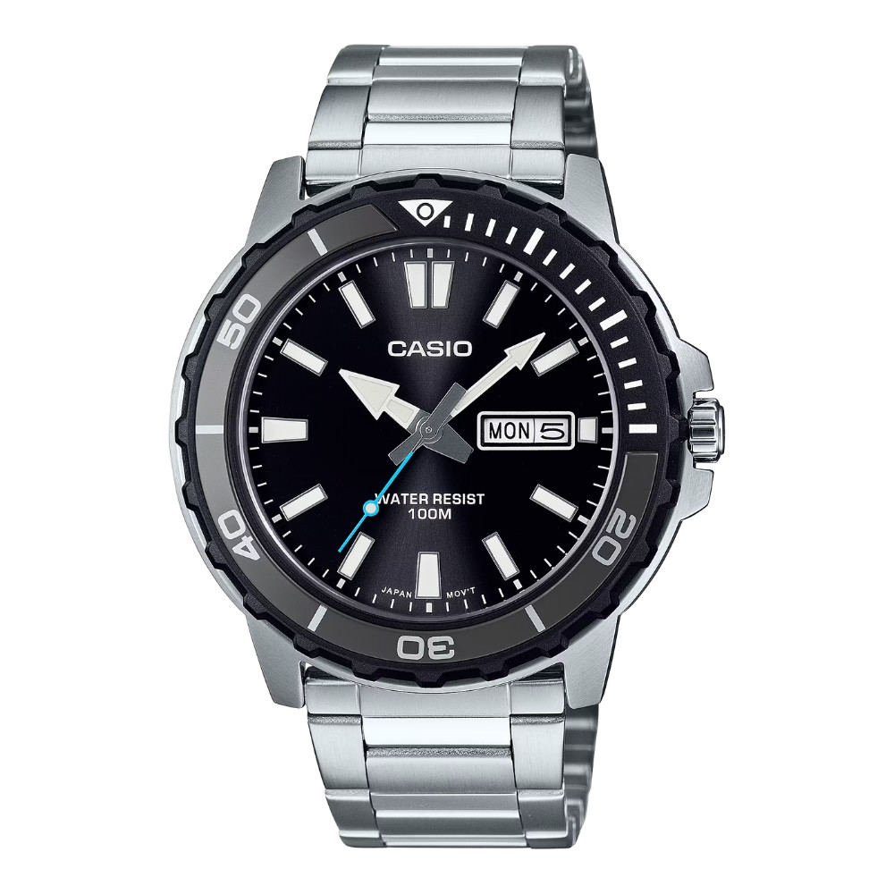 CASIO นาฬิกาข้อมือ CASIO รุ่น MTD-125D-1A3VDF สายสแตนเลสสตีล สีดำ