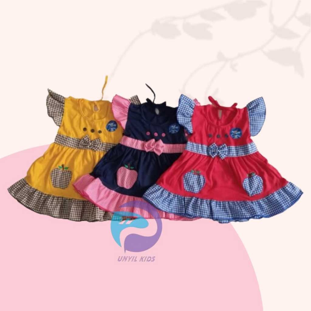 BEAUTIFUL KUTUNG SLEEVE BABY SKIRT / เสื้อผ้าเด็ก / Planet Kids Apple Baby Girl Dress 0-9 เดือน - Pl