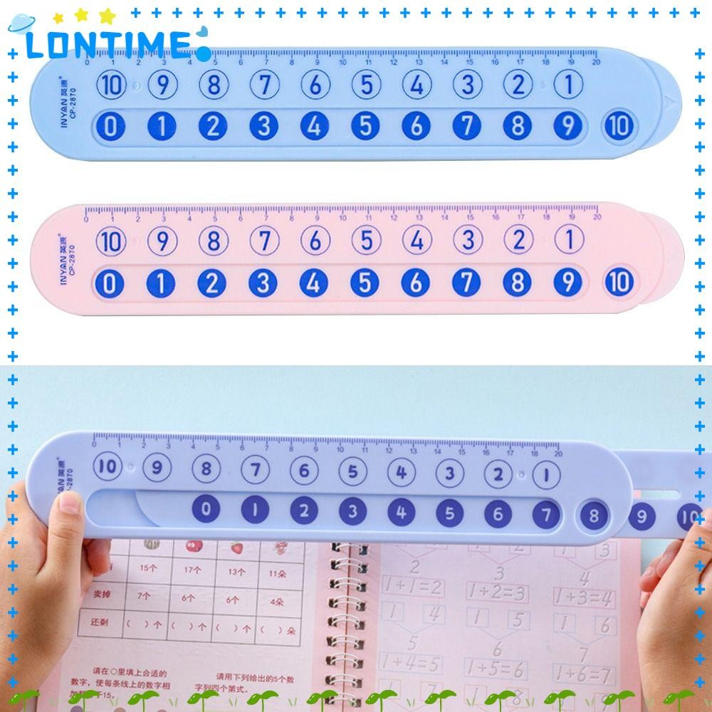 LONTIME คณิตศาสตร์สาธิตไม้บรรทัด,แบบพกพา Inin 20 ไม้บรรทัดลบ, พลาสติกทนทานการสอนสาธิตสีชมพู/สีฟ้าบวกไม้บรรทัดอุปกรณ์การเรียน