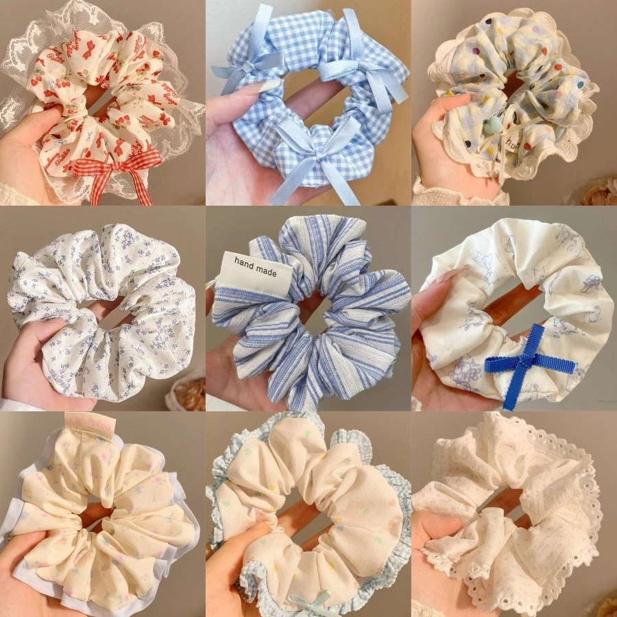 เด็กน่ารักเด็ก Blue Series Bowknot เชือกผมยางรัดผม Scrunchies เครื่องประดับผม