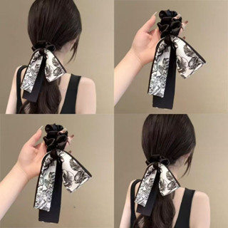 สไตล์จีนซาตินริบบิ้นผมแหวนแฟชั่นที่เรียบง่ายโบว์ ยางรัดผม ยื…