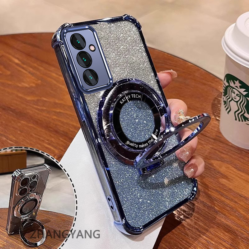 เคสสําหรับ Samsung A05s Softcase ซิลิโคนกันกระแทกฝาครอบชุบความงามการออกแบบใหม่พร้อมที่วาง SJSFDD06