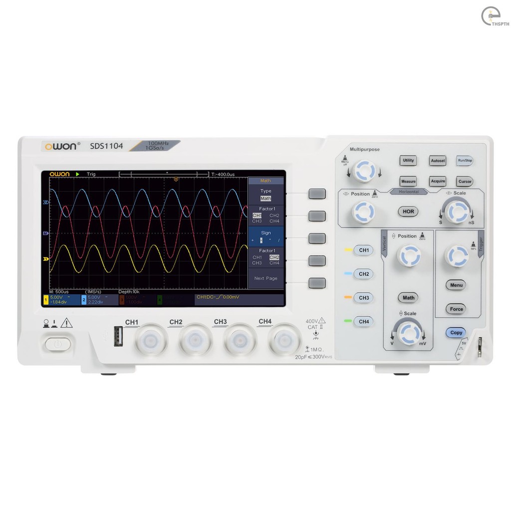 Owon SDS1104 4-CH Digital Storage Oscilloscope พร้อมจอแสดงผล LCD ขนาด 7 นิ้วมือถือแบบพกพา Oscillomet
