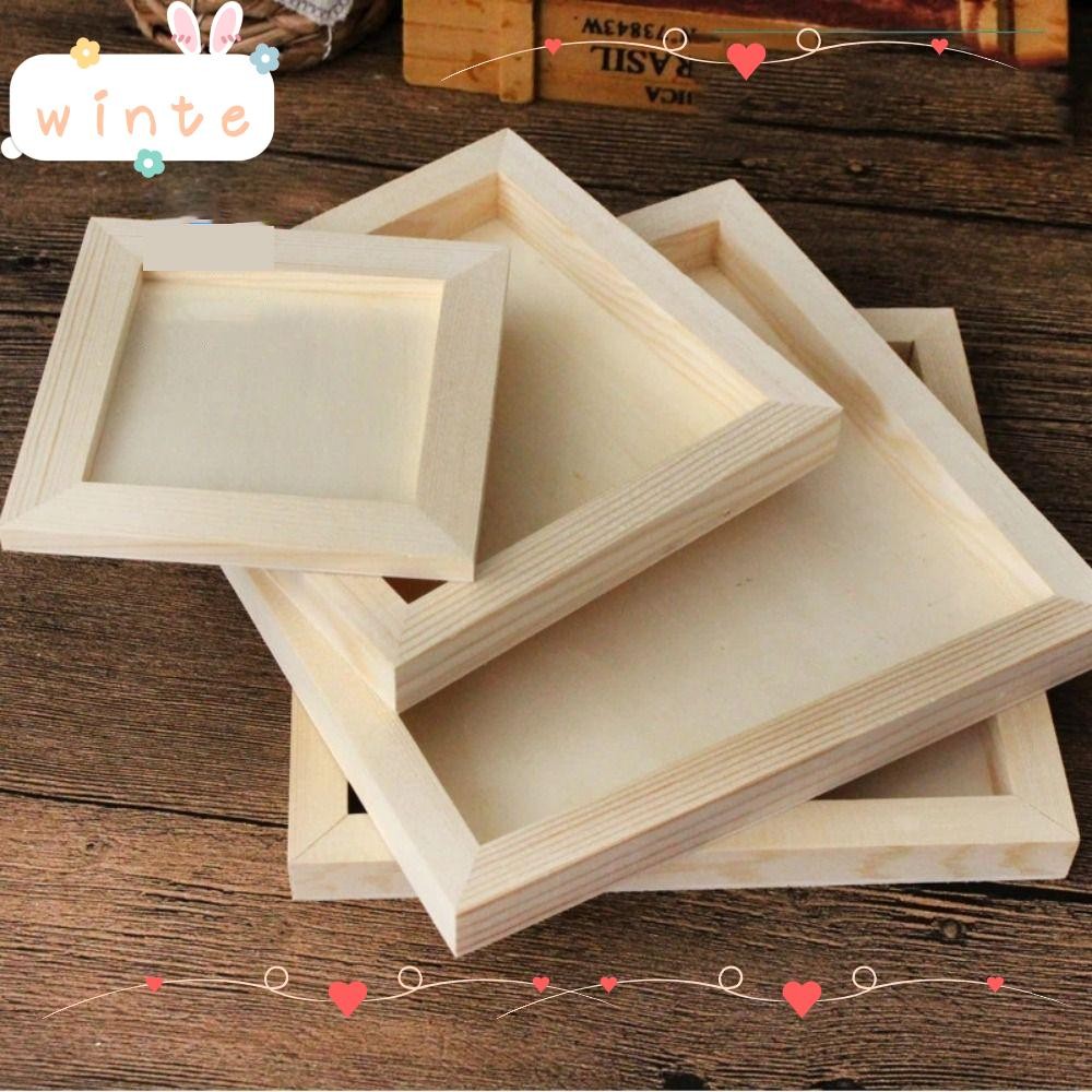 WINTE กรอบรูป, ไม้ Cbacktive Blank Clay กรอบ, ไม้หัตถกรรม Party Decor หลายขนาด DIY ไม้ผู้ถือภาพเด็กภาพวาดวาด