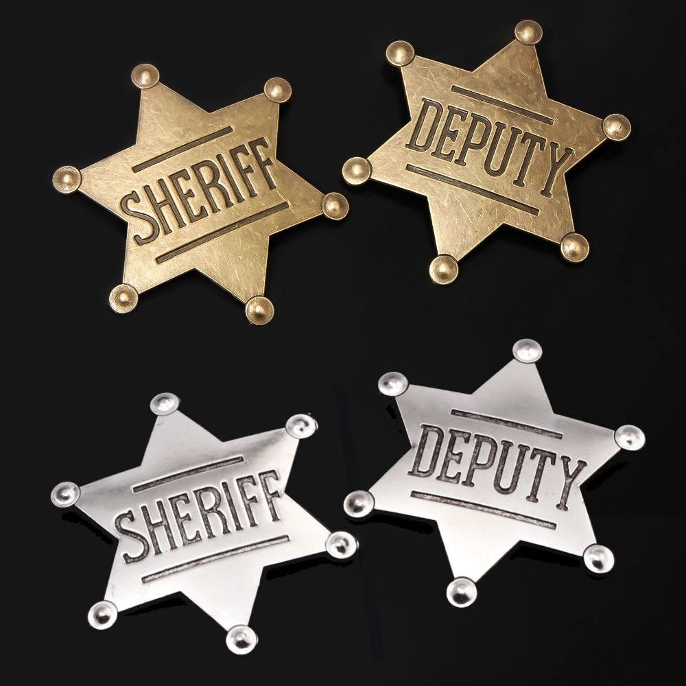 นายอําเภอตราเข็มกลัดดาวหกแฉกตํารวจเสื้อกั๊กตรา เข็มหมุด สําหรับผู้หญิงผู้ชาย ปก หมุด เครื่องประดับ