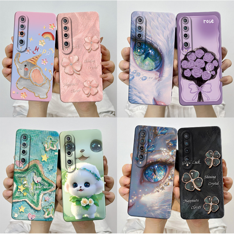 ปลอกกันกระแทกสําหรับXiaomi Mi 10 Mi10 Pro Soft Caseความงามสวยผีเสื้อดอกไม้MatteซิลิโคนTPUฝาครอบโทรศัพท์Housingกันชน