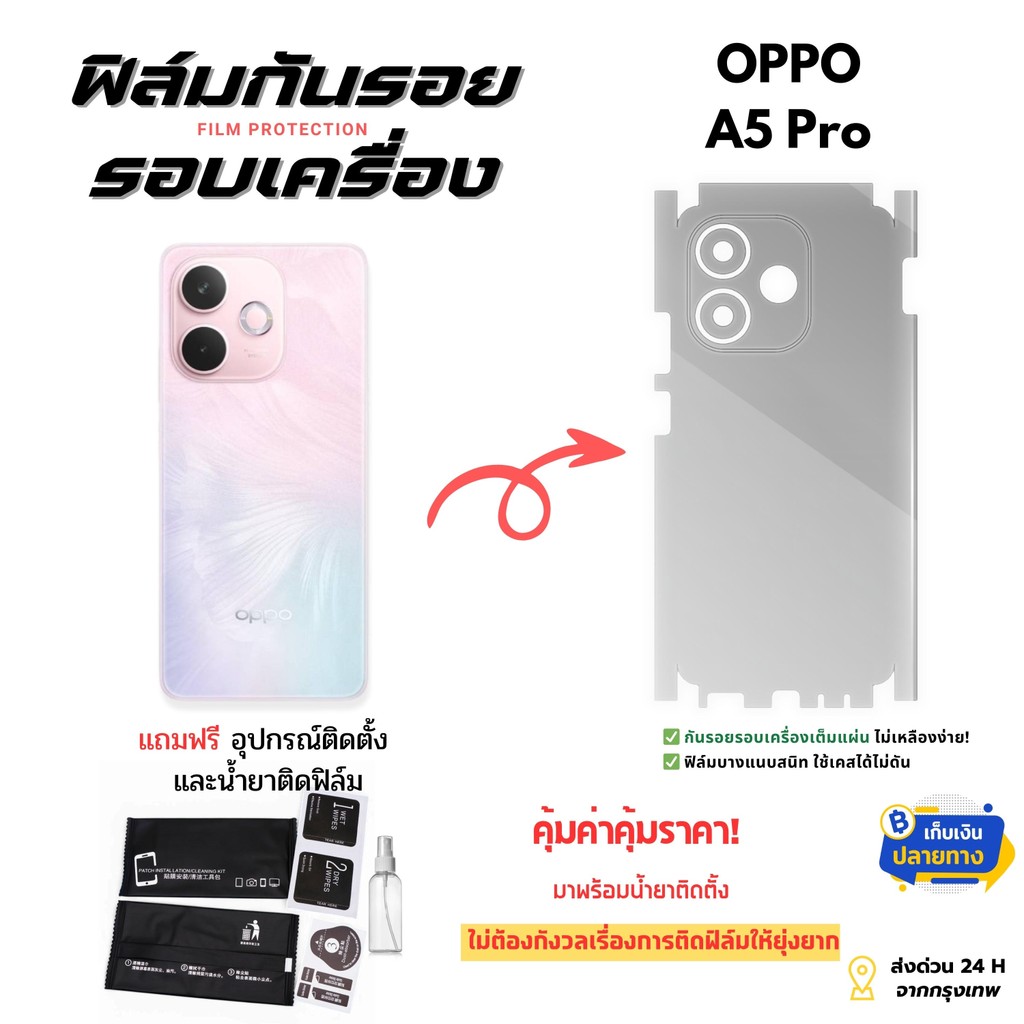 ต้องมี! ฟิล์มกันรอยรอบเครื่องสำหรับ โทรศัพท์มือถือ OPPO A5Pro