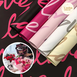 กระดาษฟลาวด์ ลาย LOVE PF-P011 ขนาด 58x58 ซม. กระดาษห่อดอกไม้…