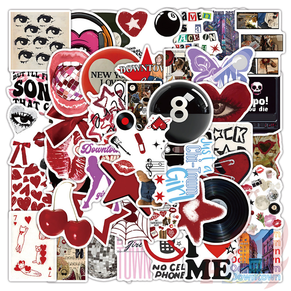 ❉ Retro Downtown Y2K Girls Art Series 01 Stickers ❉ 50Pcs/Set Fashion DIY Waterproof Decals Doodle Stickers