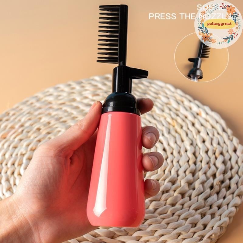 Pufanggreat Hair Colouring Comb ขวดย้อมผมที่ว่างเปล่าพร้อมแปรง Applicator Dispensing Salon TH