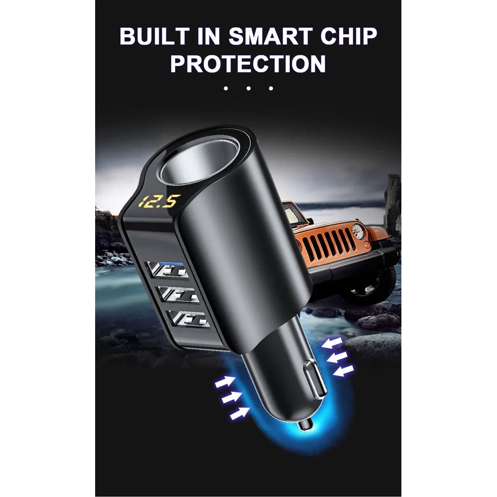 96w QC3.0 3.1A USB Car Charger 3 พอร์ต 12-24V ไฟแช็ก Super Fast Socket Adapter จัดแต่งทรงผม ราคา ถูกที่สุด ดีลบีเคเค แกลเลอรีภาพที่ 9