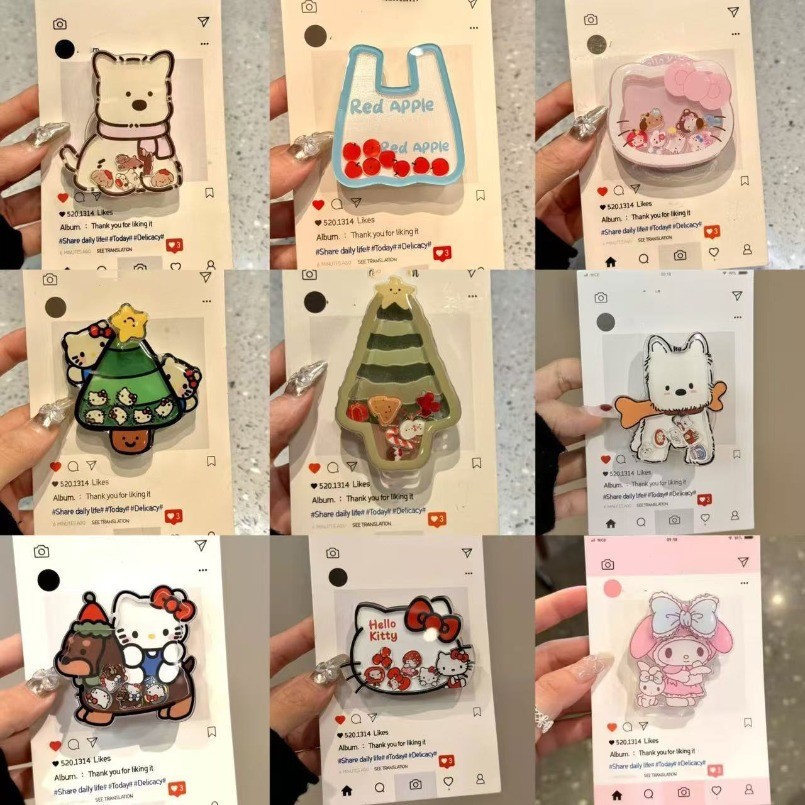 การ์ตูนน่ารัก KT Share Happy Phone Stand Holder Glossy Airbag ที่วางซ็อกเก็ตแบบพับได้