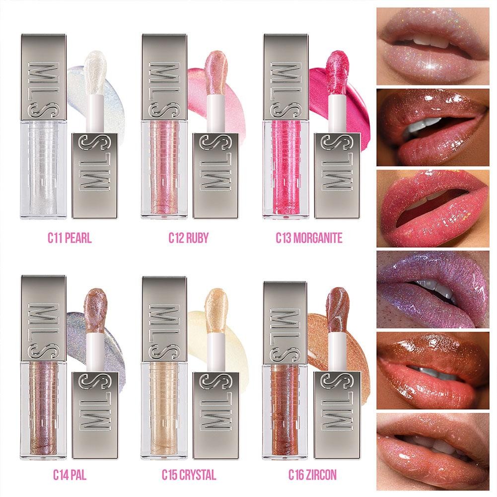 Shiny Glitter Liquid ลิปสติก Shiny Lip Gloss กันน้ําผู้หญิง Lipgloss Lip Long Makeup Lasting H7D1