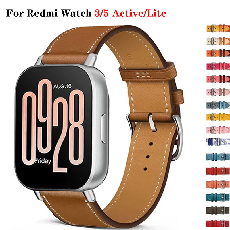 สายหนังสําหรับ Redmi Watch 5 Lite สําหรับ Xiaomi Mi Watch5 Active สายรัดข้อมือสร้อยข้อมือ 22 มม.Correa Accessorie