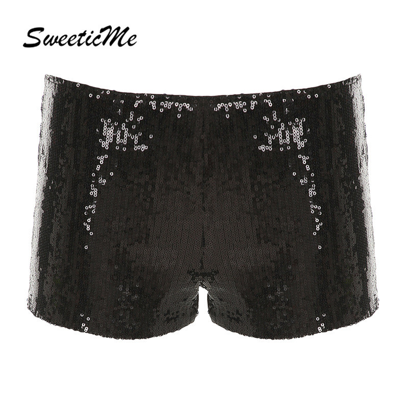SweeticMe ผู้หญิง 2025 ใหม่แฟชั่น Basic เอวต่ําเซ็กซี่ Glitter All Match Street กางเกงขาสั้น