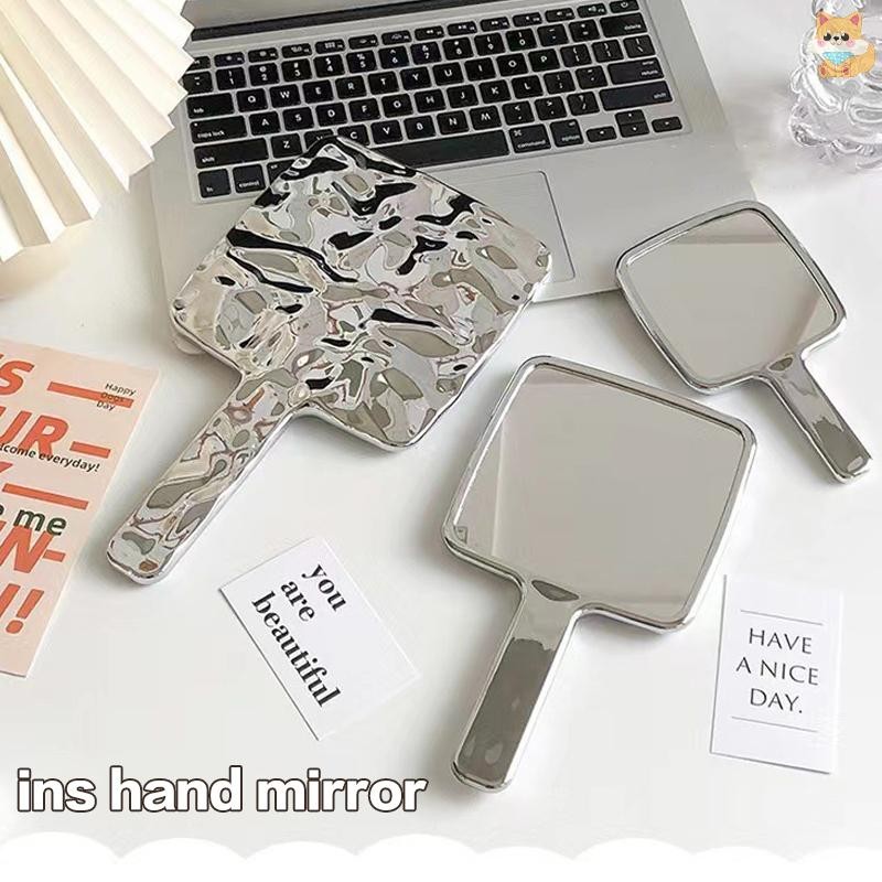 [VI] กระจกแต่งหน้าด้ามจับไฟฟ้าความงามแบบพกพารอบมือสแควร์มือ S/M/L Make Up Mirror TH
