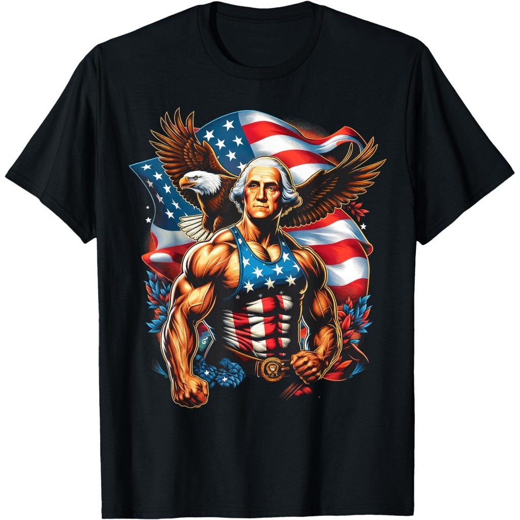 4Th Of July Patriotic Funny George Washington กรกฎาคม 4Th Usa เสื้อยืด