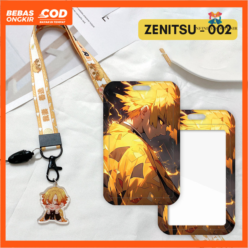 [N003] ZENITSU AGATSUM / Name Tag ID Card Holder Demon Slayer Character Motif with Acrylic Pendant Lanyard