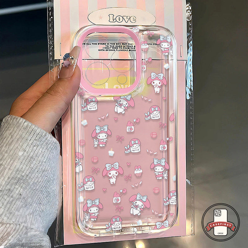 การ์ตูนน่ารักลูกแมวคุโรมิพิงค์โบว์นุ่ม เคส iPhone 7Plus 11 16 15 13 14 12 Pro Max 16 8 14 15 6 Plus XR X XS Max SE 2020