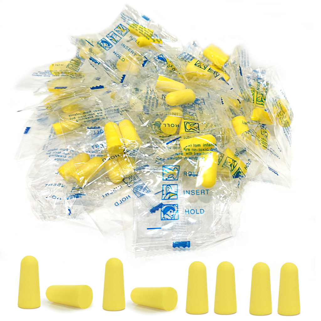 20/50/100 คู่โฟมปลั๊กอุดหูสีเหลืองทิ้งลดเสียงรบกวนปลั๊กอุดหูป้องกันการได้ยินจํานวนมากหูปลั๊กทํางานท่องเที่ยว