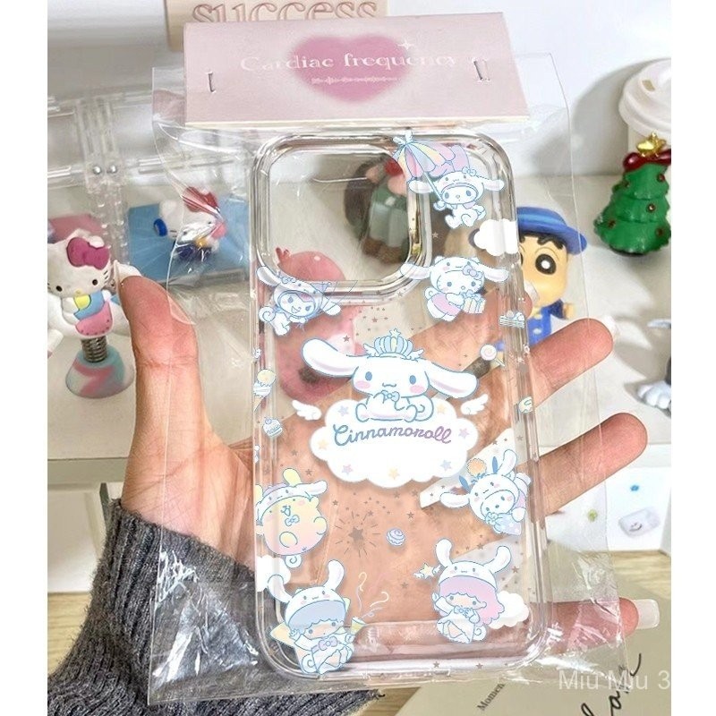 เคสโทรศัพท์โปร่งใสแบบเต็มหน้าจอเมฆหูใหญ่สุนัขการ์ตูนเคสป้องกันสำหรับ iPhone 14PROMAX น่ารัก11PROMAX เคสนิ่ม14PLUS 16pro ซิลิโคน12pro 13 12 PROMAX กันกระแทก xsmax 14 15 Pro 8PLUS tzp6