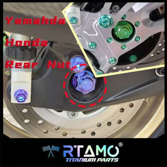 RTAMO ไทเทเนียมน็อตล้อหลังน็อตฮับขนาดใหญ่ M16x1.5P Xmax Forza PCX Lead Giorno คลิกขายโดยชิ้นเดียว
