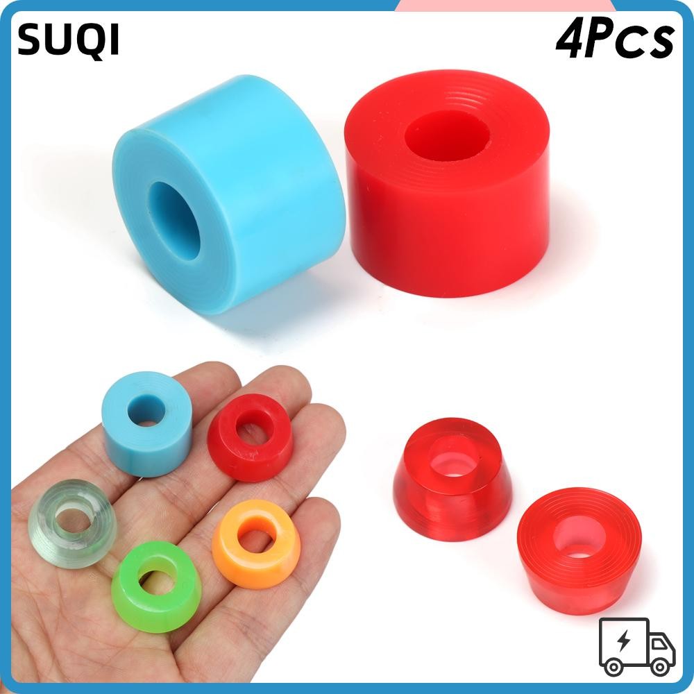 SUQI ลูกยางทรัค PU ชิ้นส่วนเพลาล้อ ขนาด 24 * 11 16 มม. กันกระแทก คุณภาพสูง อุปกรณ์สำหรับสเก็ตบอร์ด ลองบอร์ด หลายสี 11 สี 4 ชิ้น