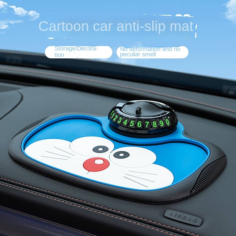 【Ready Stock】 Car Phone Holder Car Interior Design Supplies Complete Creative Temporary Parking Number Plate Universal Central Control Non-Slip Mat 4QxJ